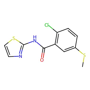 2-chloro-5-methylsulfanyl-N-(1,3-thiazol-2-yl)benzamide structure