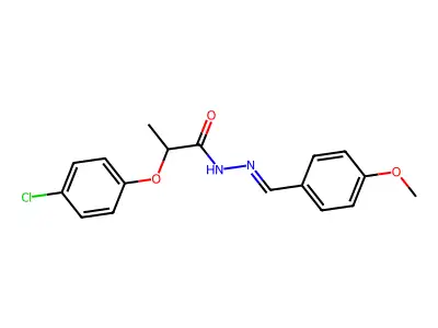 2-(4-chlorophenoxy)-N-[(4-methoxyphenyl)methylideneamino]propanamide structure