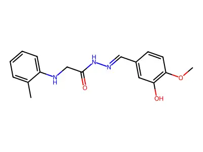 N-[(3-hydroxy-4-methoxyphenyl)methylideneamino]-2-(2-methylanilino)acetamide structure