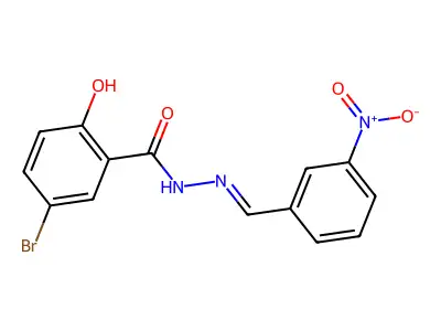 5-bromo-2-hydroxy-N-[(3-nitrophenyl)methylideneamino]benzamide structure
