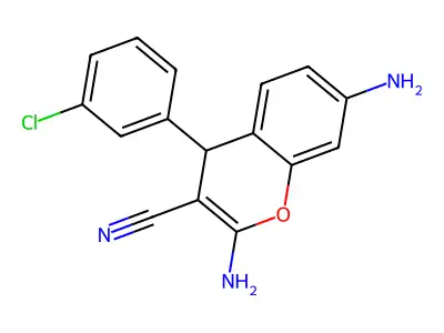 2,7-diamino-4-(3-chlorophenyl)-4H-chromene-3-carbonitrile structure