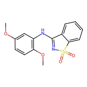 N-(2,5-dimethoxyphenyl)-1,2-benzothiazol-3-amine 1,1-dioxide structure