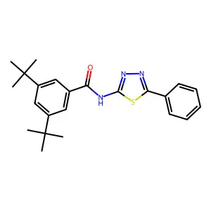 3,5-ditert-butyl-N-(5-phenyl-1,3,4-thiadiazol-2-yl)benzamide structure