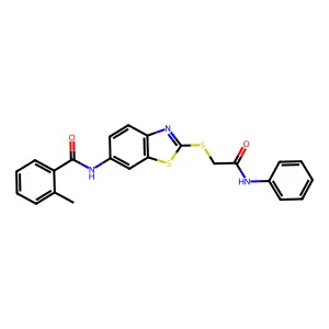 N-{2-[(2-anilino-2-oxoethyl)sulfanyl]-1,3-benzothiazol-6-yl}-2-methylbenzamide structure