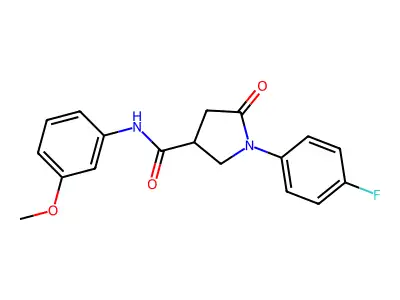 1-(4-fluorophenyl)-N-(3-methoxyphenyl)-5-oxopyrrolidine-3-carboxamide structure
