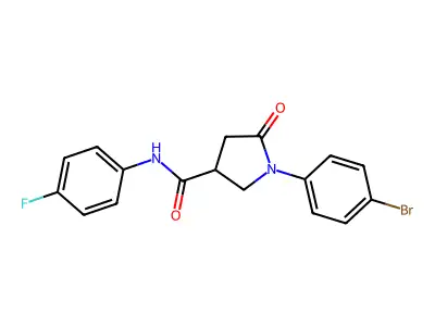 1-(4-bromophenyl)-N-(4-fluorophenyl)-5-oxopyrrolidine-3-carboxamide structure