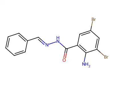 2-amino-N-(benzylideneamino)-3,5-dibromobenzamide structure