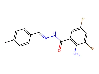 2-amino-3,5-dibromo-N-[(4-methylphenyl)methylideneamino]benzamide structure