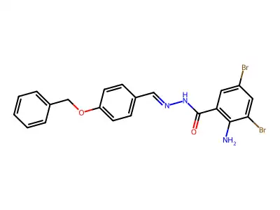 2-amino-3,5-dibromo-N-[(4-phenylmethoxyphenyl)methylideneamino]benzamide structure