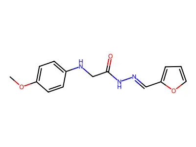 N-(furan-2-ylmethylideneamino)-2-(4-methoxyanilino)acetamide structure