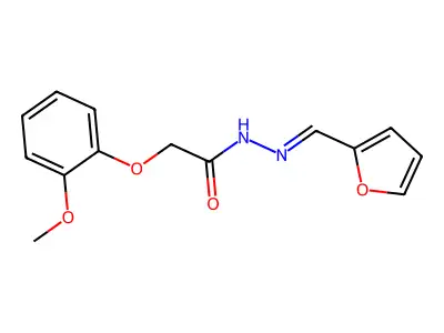 N-(furan-2-ylmethylideneamino)-2-(2-methoxyphenoxy)acetamide structure