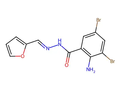 2-amino-3,5-dibromo-N-(furan-2-ylmethylideneamino)benzamide structure