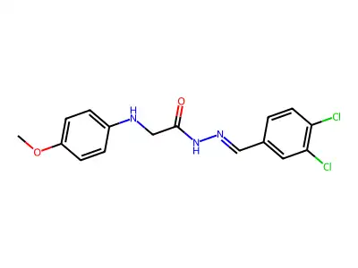 N-[(3,4-dichlorophenyl)methylideneamino]-2-(4-methoxyanilino)acetamide structure
