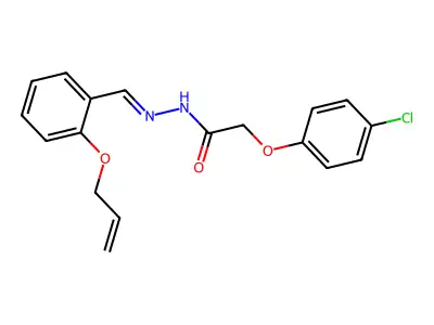 2-(4-chlorophenoxy)-N-[(2-prop-2-enoxyphenyl)methylideneamino]acetamide structure