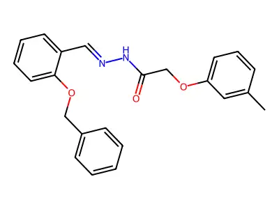2-(3-methylphenoxy)-N-[(2-phenylmethoxyphenyl)methylideneamino]acetamide structure