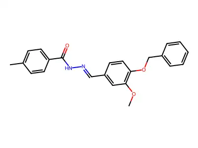 N-[(3-methoxy-4-phenylmethoxyphenyl)methylideneamino]-4-methylbenzamide structure