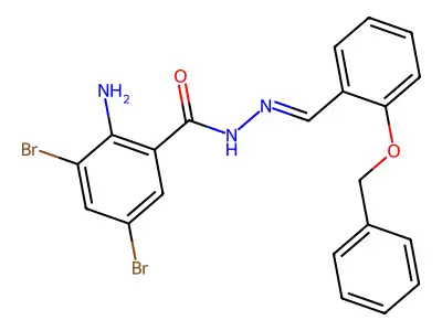 2-amino-3,5-dibromo-N-[(2-phenylmethoxyphenyl)methylideneamino]benzamide structure