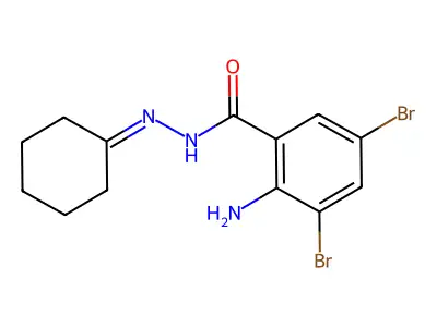 2-Amino-3,5-dibromo-N'-cyclohexylidenebenzohydrazide structure