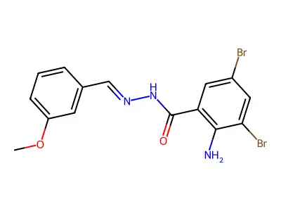 2-amino-3,5-dibromo-N-[(3-methoxyphenyl)methylideneamino]benzamide structure