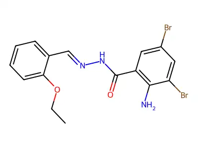 2-amino-3,5-dibromo-N-[(2-ethoxyphenyl)methylideneamino]benzamide structure