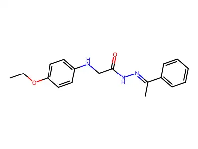 2-(4-ethoxyanilino)-N-(1-phenylethylideneamino)acetamide structure