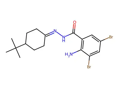 2-Amino-3,5-dibromo-N'-(4-tert-butylcyclohexylidene)benzohydrazide structure