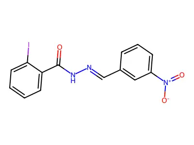 2-iodo-N-[(3-nitrophenyl)methylideneamino]benzamide structure