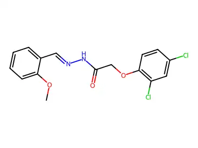 2-(2,4-dichlorophenoxy)-N-[(2-methoxyphenyl)methylideneamino]acetamide structure