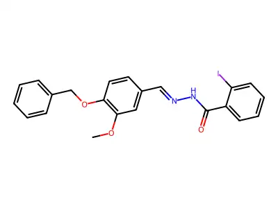 2-iodo-N-[(3-methoxy-4-phenylmethoxyphenyl)methylideneamino]benzamide structure