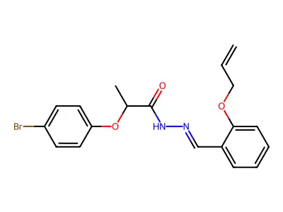 2-(4-bromophenoxy)-N-[(2-prop-2-enoxyphenyl)methylideneamino]propanamide structure