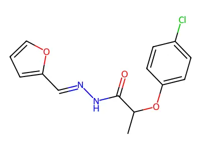 2-(4-chlorophenoxy)-N-(furan-2-ylmethylideneamino)propanamide structure