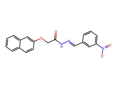 2-naphthalen-2-yloxy-N-[(3-nitrophenyl)methylideneamino]acetamide structure