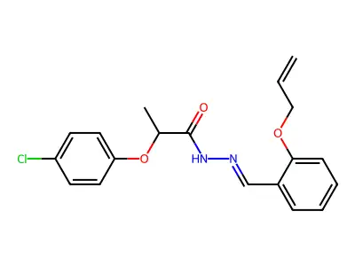 2-(4-chlorophenoxy)-N-[(2-prop-2-enoxyphenyl)methylideneamino]propanamide structure