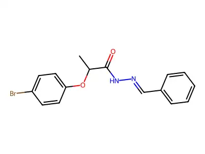 N-(benzylideneamino)-2-(4-bromophenoxy)propanamide structure
