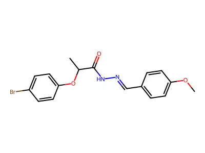 2-(4-bromophenoxy)-N-[(4-methoxyphenyl)methylideneamino]propanamide structure