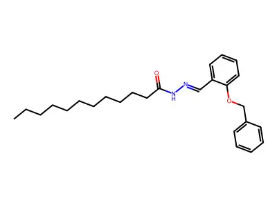 N-[(2-phenylmethoxyphenyl)methylideneamino]dodecanamide structure