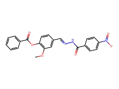 [2-Methoxy-4-[[(4-nitrobenzoyl)hydrazinylidene]methyl]phenyl] benzoate structure