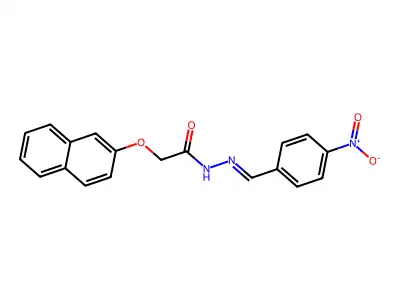 2-naphthalen-2-yloxy-N-[(4-nitrophenyl)methylideneamino]acetamide structure
