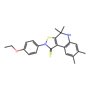 2-(4-ethoxyphenyl)-4,4,7,8-tetramethyl-5H-[1,2]thiazolo[5,4-c]quinoline-1-thione structure