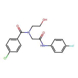 4-Chloro-N-(2-(4-fluoroanilino)-2-oxoethyl)-N-(2-hydroxyethyl)benzenecarboxamide structure