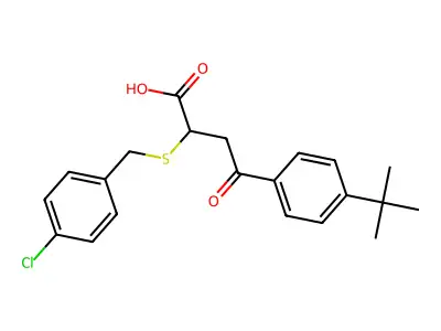 4-[4-(Tert-butyl)phenyl]-2-[(4-chlorobenzyl)sulfanyl]-4-oxobutanoic acid structure