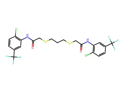 2-((3-((2-(2-Chloro-5-(trifluoromethyl)anilino)-2-oxoethyl)sulfanyl)propyl)sulfanyl)-N-(2-chloro-5-(trifluoromethyl)phenyl)acetamide structure