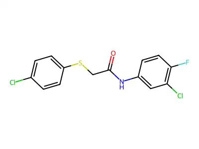 N-(3-Chloro-4-fluorophenyl)-2-((4-chlorophenyl)thio)acetamide structure
