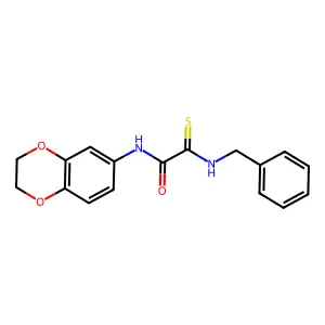 2-(benzylamino)-N-(2,3-dihydro-1,4-benzodioxin-6-yl)-2-thioxoacetamide structure