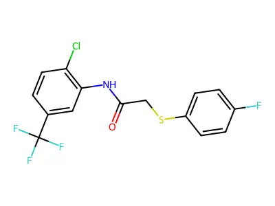 N-[2-chloro-5-(trifluoromethyl)phenyl]-2-[(4-fluorophenyl)sulfanyl]acetamide structure