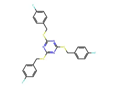 2,4,6-Tris((4-fluorobenzyl)thio)-1,3,5-triazine structure