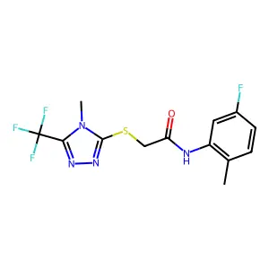 N-(5-fluoro-2-methylphenyl)-2-{[4-methyl-5-(trifluoromethyl)-4H-1,2,4-triazol-3-yl]sulfanyl}acetamide structure