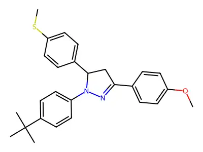 1-(4-tert-butylphenyl)-3-(4-methoxyphenyl)-5-[4-(methylsulfanyl)phenyl]-4,5-dihydro-1H-pyrazole structure