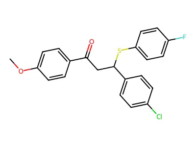 3-(4-Chlorophenyl)-3-[(4-fluorophenyl)sulfanyl]-1-(4-methoxyphenyl)propan-1-one structure