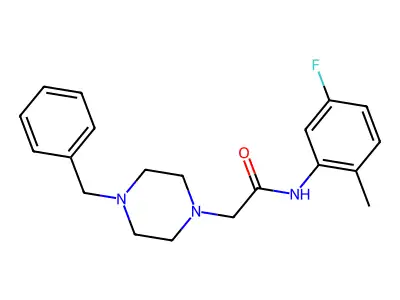 2-(4-benzylpiperazin-1-yl)-N-(5-fluoro-2-methylphenyl)acetamide structure